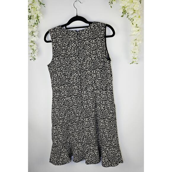 LOFT Sleeveless Ruffle Hem Leopard Dress Size 10 Fit & Flare Chic Neutral Classy - Picture 4 of 11